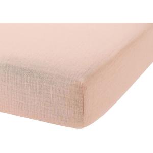Drap housse en gaze de coton guimauve 140x190 cm