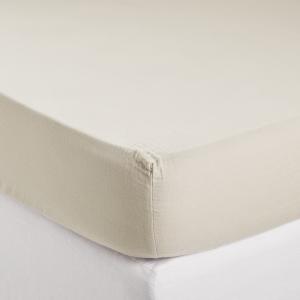 Drap Housse en Gaze de coton lavé Beige