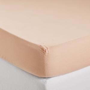 Drap Housse en Gaze de coton lavé Rose