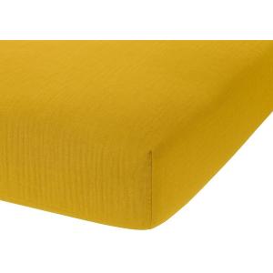 Drap housse en gaze de coton safran 160x200 cm