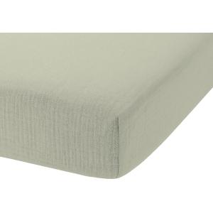 Drap housse en gaze de coton vert d'eau 140x190 cm