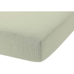 Drap housse en gaze de coton vert d'eau 160x200 cm