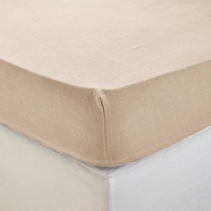 Drap Housse en lin beige 160x200 cm