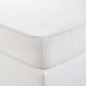 Drap Housse en lin blanc 90x200 cm