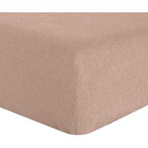 Drap housse en lin nougat 140x190 cm