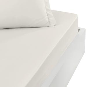 Drap housse en percale bonnet 40cm Ecru 180x200 cm