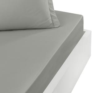 Drap housse en percale bonnet 40cm Gris Perle 160x200 cm