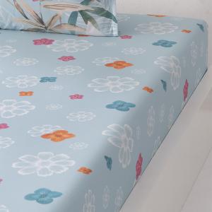 Drap housse en percale de coton bonnet 30 cm  bleu arctic 1…