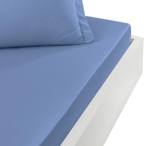 Drap housse en percale de coton Cobalt 140x200 cm
