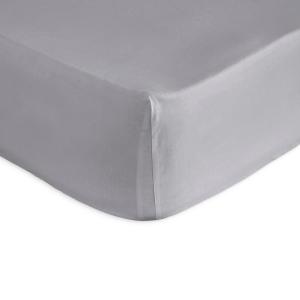 Drap housse en percale de coton PURE 100x200 28 cm gris