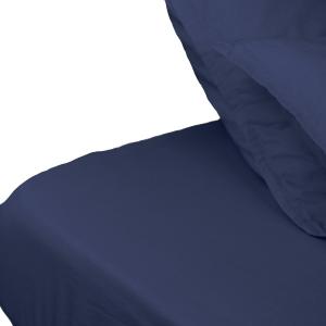 Drap housse en percale lavée bonnet 30 cm  indigo 160x200 c…