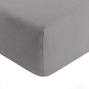 Drap housse en polyester gris anthracite 140x190 cm