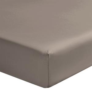 Drap housse en satin de coton bio marron 140x200