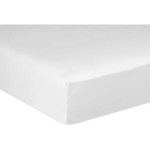 Drap housse en satin de coton blanc optique 140x190 cm