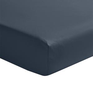 Drap housse en satin de coton bleu nuit 80x200
