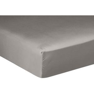 Drap housse en satin de coton gris clair 140x190 cm