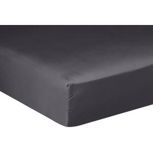 Drap housse en satin de coton gris fonce 140x190 cm