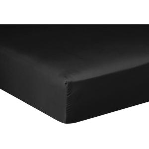 Drap housse en satin de coton noir opaque 140x190 cm