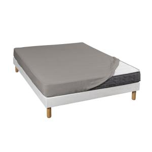 Drap housse extensible jersey gris 180x200