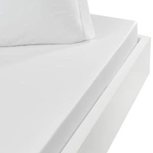 Drap housse flanelle coton bonnet 30 cm Blanc 140x190 cm