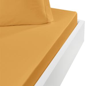 Drap housse flanelle coton bonnet 30 cm Caramel 90x190 cm
