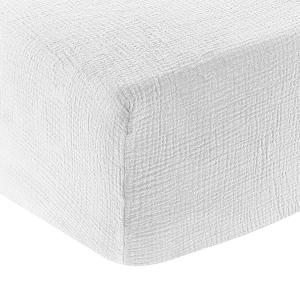 Drap housse gaze de coton blanc 140x190 cm