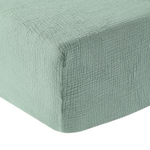 Drap housse gaze de coton celadon 180x200 cm