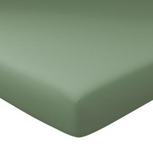 Drap-housse grand bonnet 120x200x30 vert lichen en coton