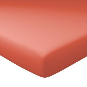 Drap-housse grand bonnet 140x200x30 orange poterie en coton