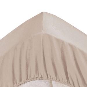 Drap-housse grand bonnet 140x200x32 beige sable en coton