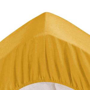 Drap-housse grand bonnet 140x200x32 jaune ocre en coton