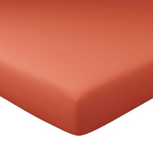 Drap-housse grand bonnet 140x200x32 orange terracotta en co…