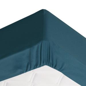 Drap-housse grand bonnet 180x200x32 bleu canard en coton