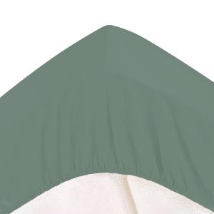 Drap-housse grand bonnet 90x200x32 vert eucalyptus en coton