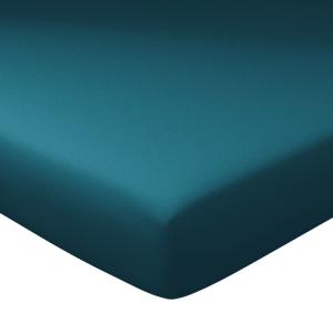 Drap-housse grand bonnet en coton bleu canard 90x200x32