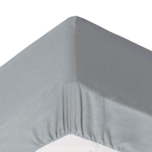 Drap-housse grand bonnet en coton gris galet 180x200x32