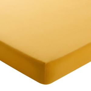 Drap-housse grand bonnet en coton jaune maïs 90x200x32
