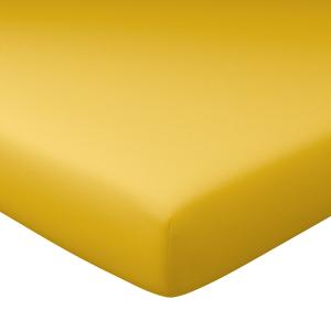 Drap-housse grand bonnet en coton jaune ocre 180x200x40