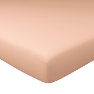 Drap-housse grand bonnet en coton rose nude 140x200x32cm