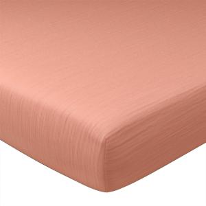 Drap-housse grand bonnet en coton rose poudré 90x200x32