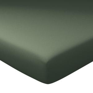 Drap-housse grand bonnet en coton vert kaki 90x200x32cm