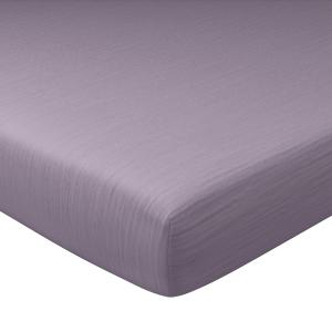 Drap-housse grand bonnet en coton violet parme 90x200x32cm