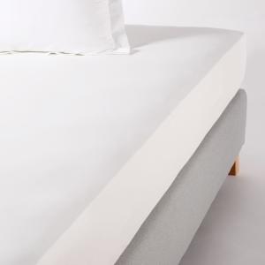 Drap housse hôtellerie en percale de coton blanc 80x200, bo…