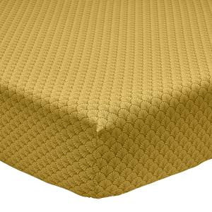 Drap housse imprimé en bambou jaune curry 90x190