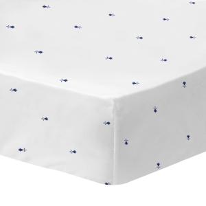 Drap-housse imprimé en coton Blanc