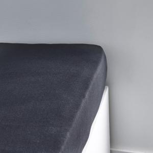 Drap housse Jersey 2 personnes uni  160x200 cm Gris anthrac…