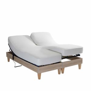 Drap housse jersey tpr pour sommier articulé blanc 2x90x200