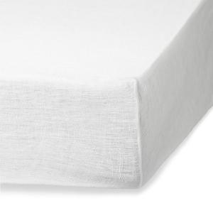 Drap housse lin lavé blanc 200x200x40