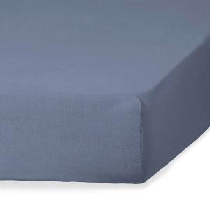 Drap housse lin lavé bleu orage 160x200x30