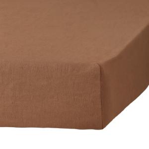 Drap housse lin lavé noisette 140x200x30